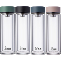 希诺双层玻璃杯240ml带滤网防烫泡茶杯XN-6615(颜色随机)