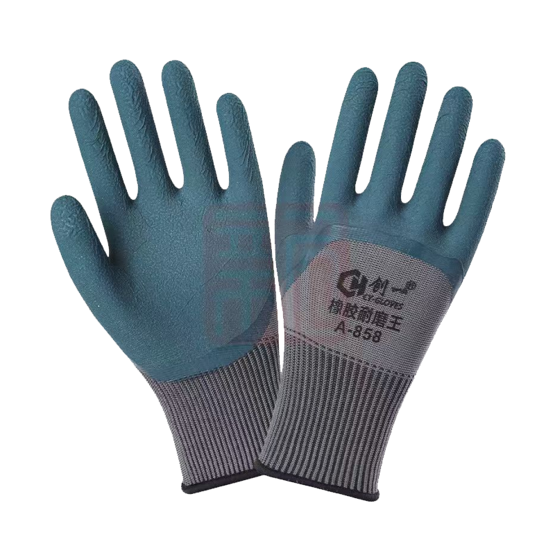 创一 858半胶浸耐磨胶手套 墨绿 均码 12副/包