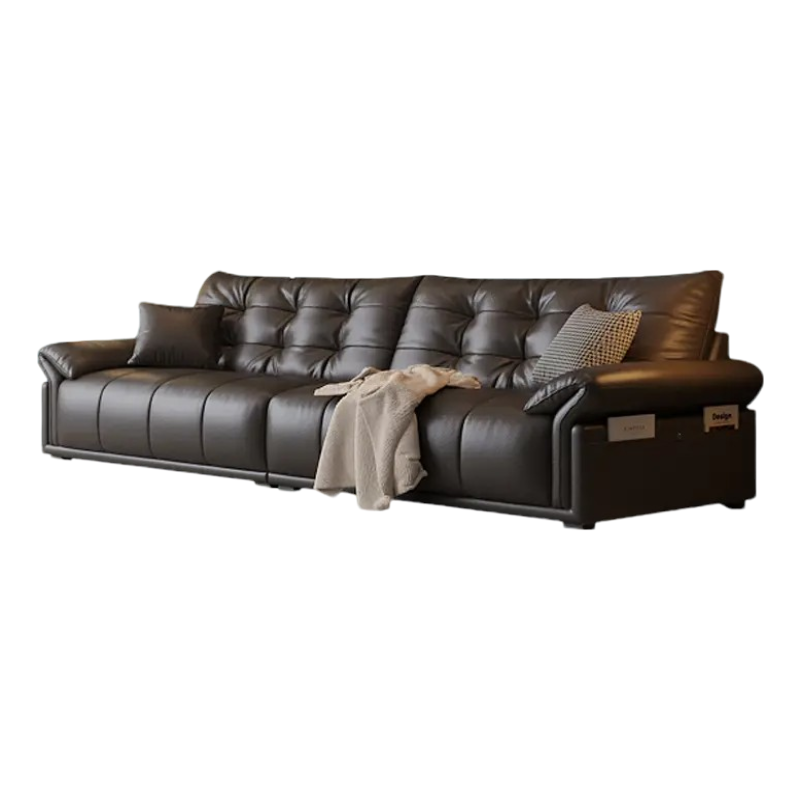 云朵沙发轻奢复古风真皮沙发极简家用头层牛皮直排客厅沙发