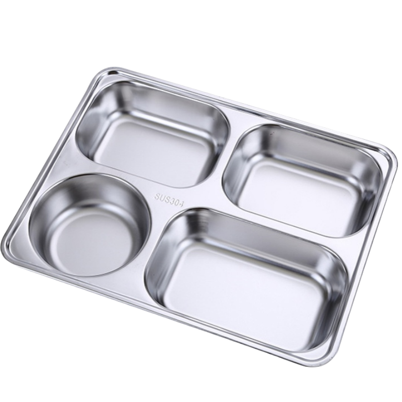 桃锦堂不锈钢餐盘四格个