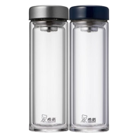 希诺双层玻璃杯410ml隔热透明便携泡茶杯XN-6536(颜色随机)