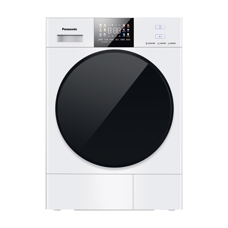 松下(Panasonic)白月光热泵烘干机双转子变频压缩机智能正反转除毛烘低温柔烘精准控温多重线屑收集NH-F1ER2