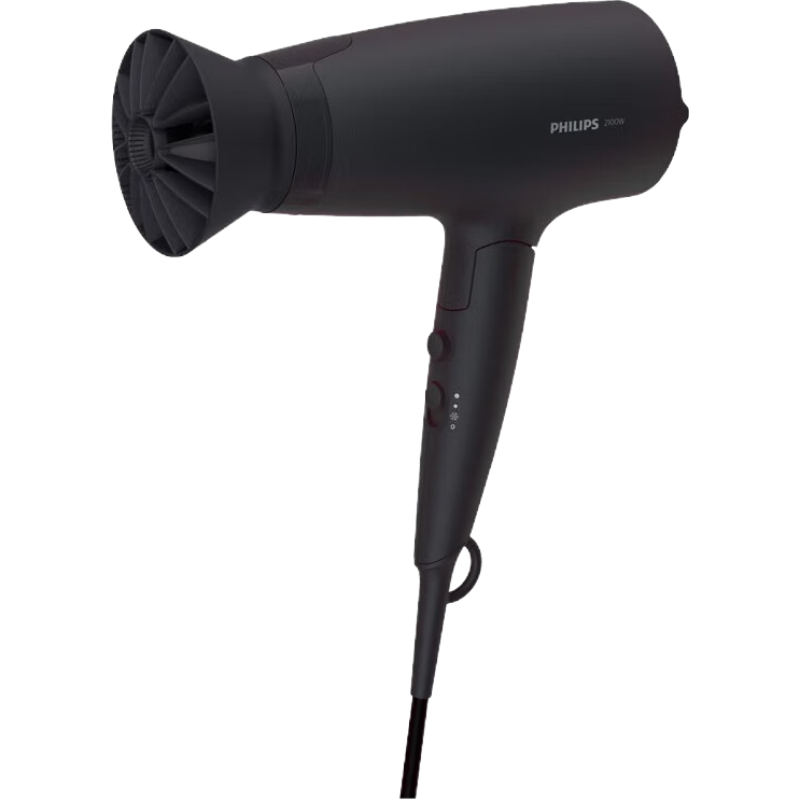 飞利浦(PHILIPS) 电吹风机 3系小花筒 大功率速干负离子恒温护发 可折叠家用 微暮黑BHD356/45