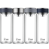 希诺双层玻璃杯395ml耐高温防烫茶杯XN-6651(颜色随机)