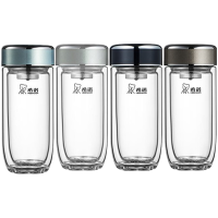 希诺双层抗菌玻璃杯370ml双层水杯泡茶杯XN-1926(颜色随机)