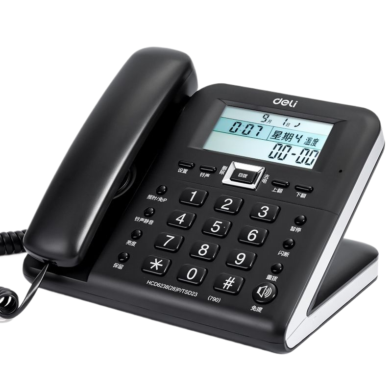 得力(deli)790电话机座机 黑色 固定电话 大屏来电显示30°倾角 办公家用电话机