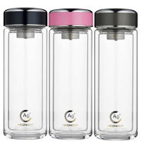 希诺双层抗菌玻璃杯360m泡茶杯XN-1912(颜色随机)