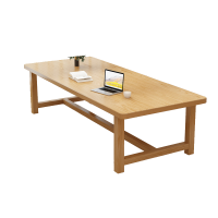 苏宁 质凡 现代简约实木书桌长条桌椅组合