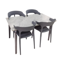 餐桌家用饭桌长方形吃饭桌子亮光岩板餐桌塑胶餐椅加厚现代简约 岩板餐桌(1桌4椅) 1300*700*750mm 组