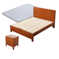 鹍翔实木单人床+床垫+床头柜100X204CM/套