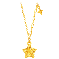 周大福爆闪满天星镂空星星五角星四芒星足金黄金项链计价(工费420)EOF1675