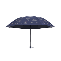 天堂三折卡通黑胶晴雨伞54-61cm防紫外线通用款非自动开设计