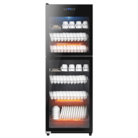 奥克斯消毒柜商用餐饮饭店立式双门大容量不锈钢餐具家用消毒碗柜380L「紫外线臭氧+中温烘干」