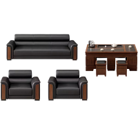 豫龙都办公沙发3+1+1+茶几套