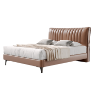 慕思DeRUCCI头层牛皮床架 荔枝纹理 肌理触感 俄罗斯进口落叶松 坚固牢靠 三面齐边更省空间 高承重排骨架