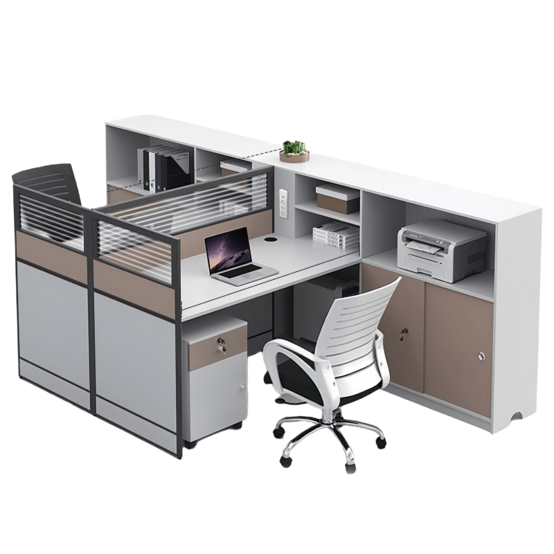 豫龙都屏风办公桌椅两人+2椅套