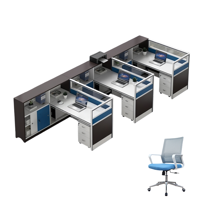 锁匠 屏风办公桌三人位+3椅+柜套