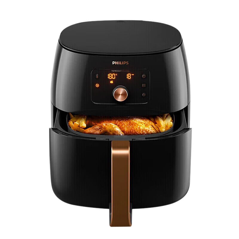 飞利浦(Philips) 空气炸锅 无油低脂 多功能7.3L大容量 双层海星底盘 减少90%油脂 HD9651/61