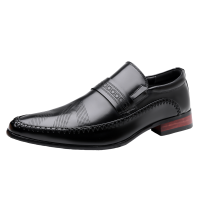 迪罗尼卡大码48码秋季尖头英伦休闲皮鞋男擦色一脚蹬乐福鞋激光雕花豆豆鞋