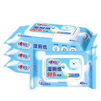 心相印湿厕纸柔厚亲肤温和无刺激40片*4包XCY040+P1(包装随机)