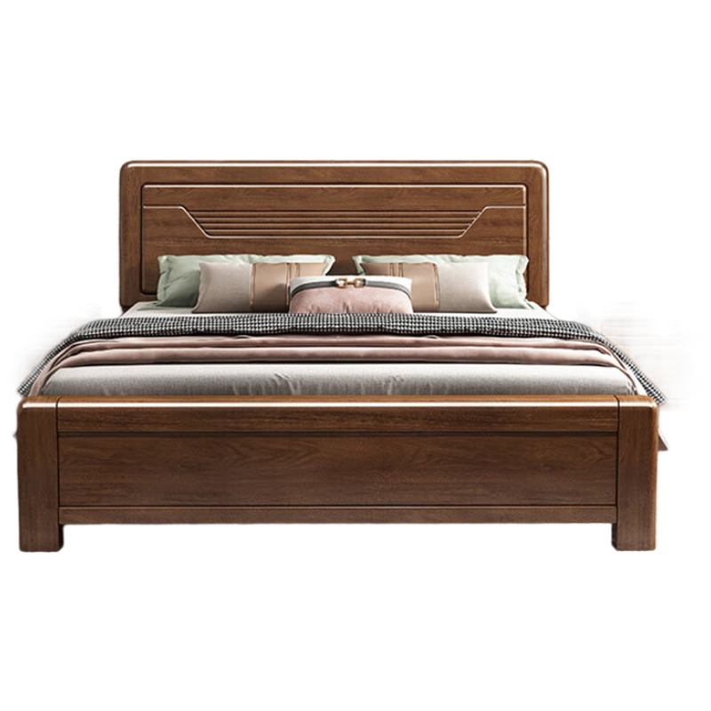 奏悦胡桃木实木床双人床1.8x2米主卧大床榫卯床+10cm椰棕床垫