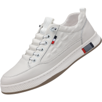 迪罗尼卡男鞋新款软皮休闲板鞋男士百搭透气小白鞋运动潮流休闲鞋男