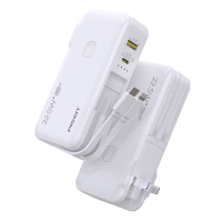 (3C认证) 品胜直插式带线20000毫安充电宝PD22.5w快充iPhone161514华为手机通用移动电源白色