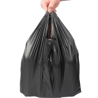 安赛瑞 一次性黑色塑料垃圾袋 手提背心式 60*70 双面4丝 100只/包