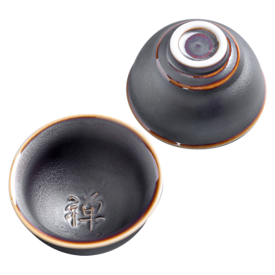 元青 主人杯(MULTIPOTENT) 建盏茶具功夫茶杯陶瓷茶盏 品茗杯 荷花禅意杯(2杯装)