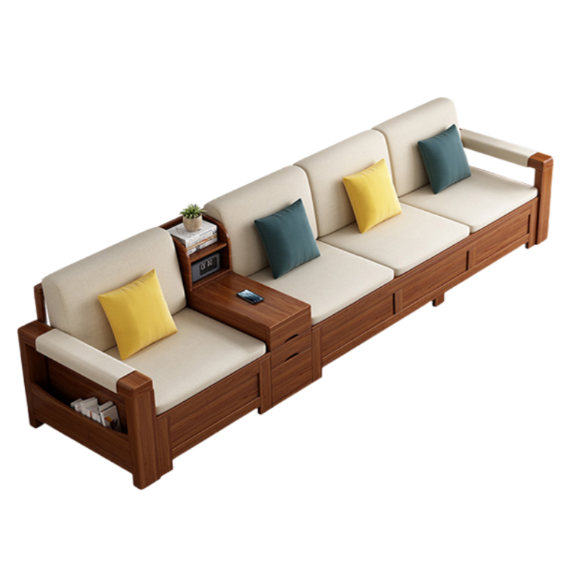伟樽实木沙发四人位含扶手柜310*73*83cm套