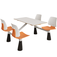 豫龙都食堂连体餐桌+四椅套