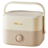 小熊智能电热饭盒 卡其色不锈钢内胆 1.2-1.5L 微电脑控制 无需加水慢炖 高颜值便携设计