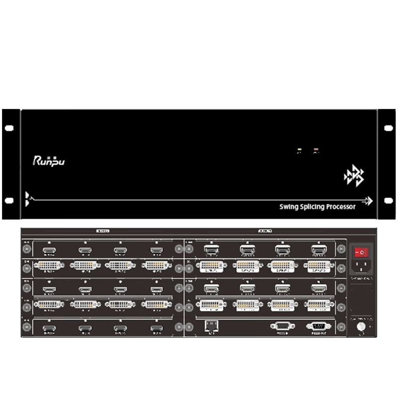 润普Runpu 国产化混合插拔式图像处理拼控 16进16出拼接控制器 多种信号格式输入 支持麒麟系统