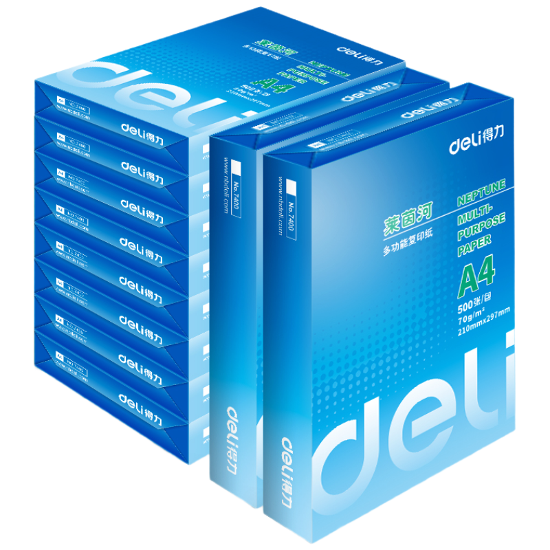 得力(deli)莱茵河复印纸打印纸(A4-70g-10包/箱)7403