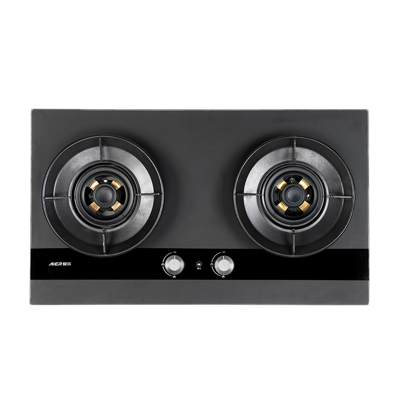 AIER爱尔燃气灶JZY-2259液化气5.0kW大火力台嵌两用可调底壳换灶不开孔荷叶仿生磨砂玻璃面板保洁炉头+铜火盖