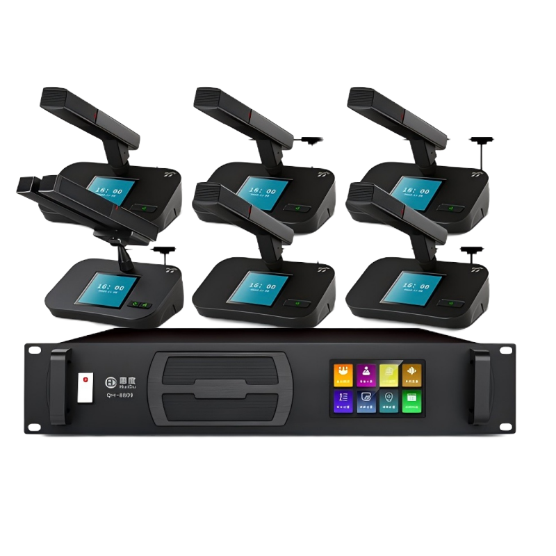 惠度(HuiDu)QH-8809专业有线手拉手会议麦克风多功能高端方管工程大型会议室桌面话筒方管款一拖二十