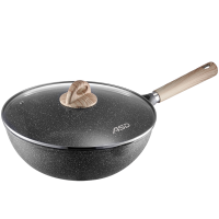 爱仕达(ASD)炒锅不粘锅炒菜锅电磁炉燃气灶家用麦饭石色平底锅不沾锅煎锅通用 加深带盖炒锅大号 32cm