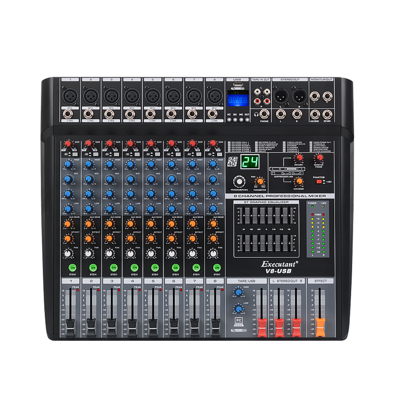 惠度(HuiDu)V16-USB专业调音台舞台会议婚庆演出带蓝牙USB数字混响效果器16路控制带DPS效果调音器