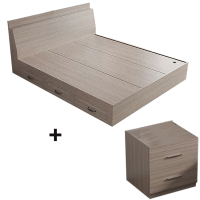 筑亮 板式床 120*200*88cm浅橡木色带抽款+床头柜 套