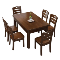 伟樽实木餐桌130*80*76cm+椅子*6套