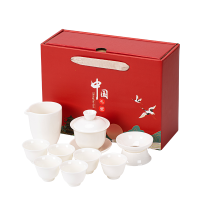 常生源 陶瓷功夫茶具套装 白瓷 一壶六杯 茶道 茶漏 品香茶具套装