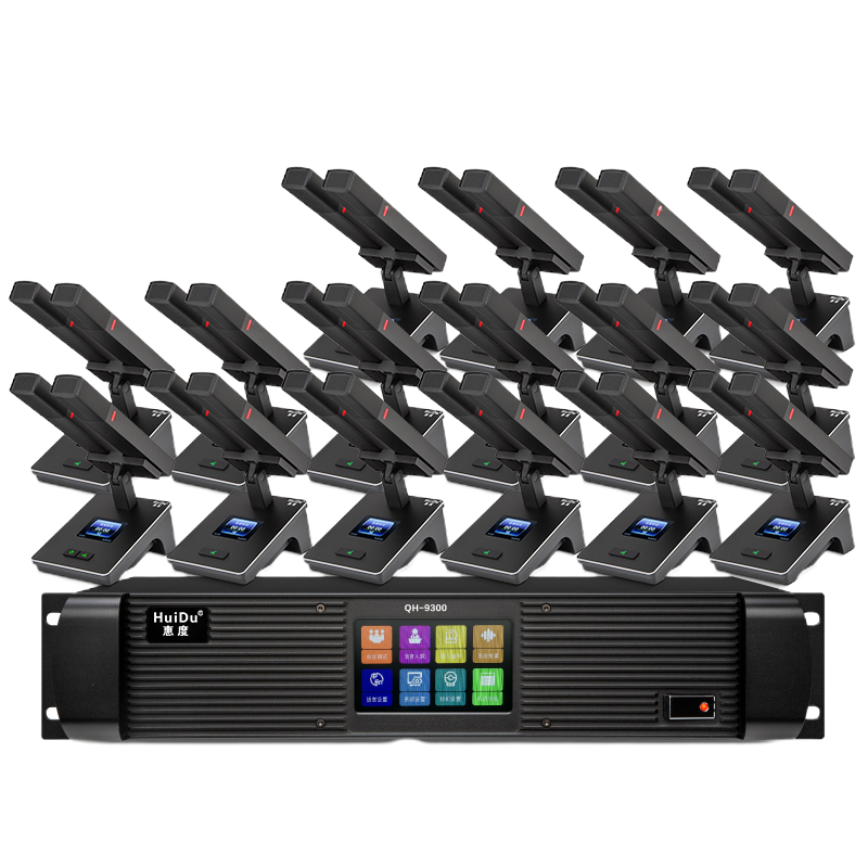 惠度(HuiDu)QH-9300M专业有线手拉手会议麦克风工程8芯卡侬网线讨论型桌面方管话筒一拖六