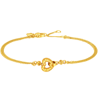 周大福碎金金爱心双层足金黄金手链女计价(工费420)EOF1835