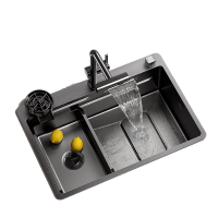 惠达(HUIDA)纳米水槽厨房大单槽洗菜盆一体盆日式不锈钢米粒压纹洗碗槽洗碗池 多功能纳米槽TY500裸槽