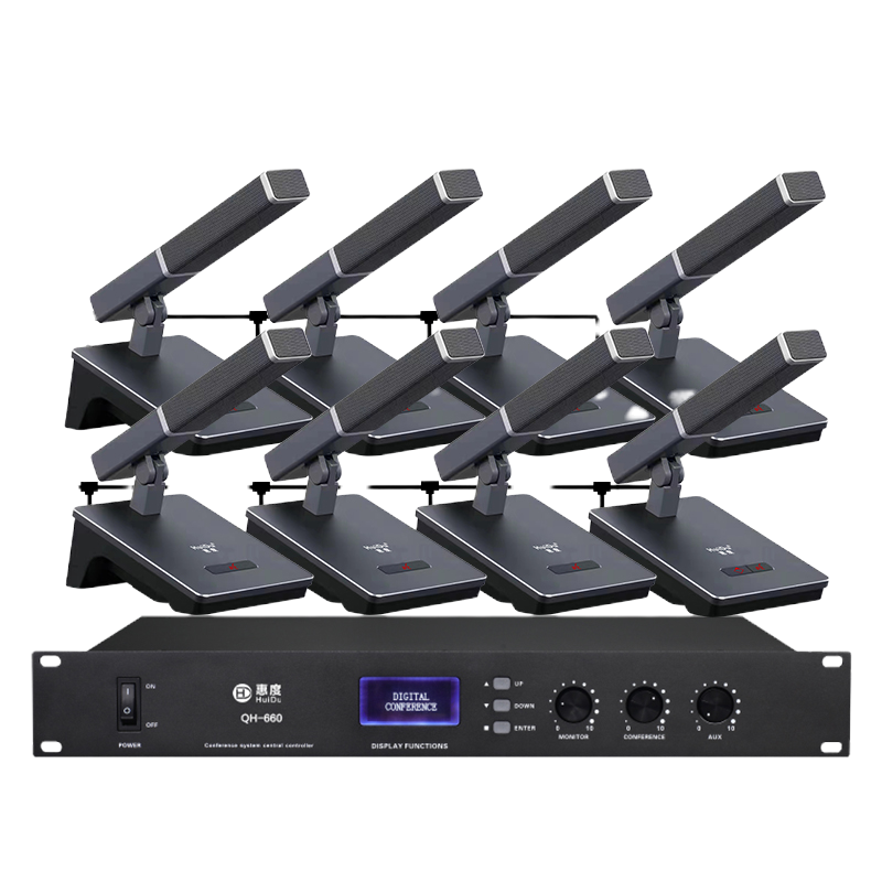 惠度(HuiDu)QH-660专业有线手拉手会议麦克风工程会议话筒多功能会议室桌面方管话筒一拖八