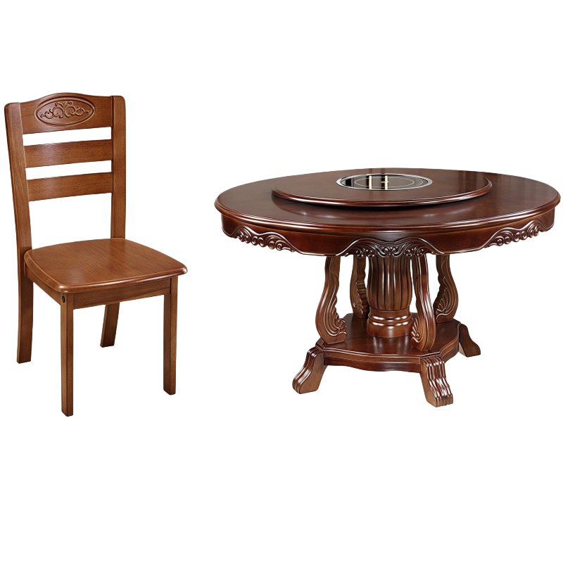 豫龙都圆餐桌一桌六椅套
