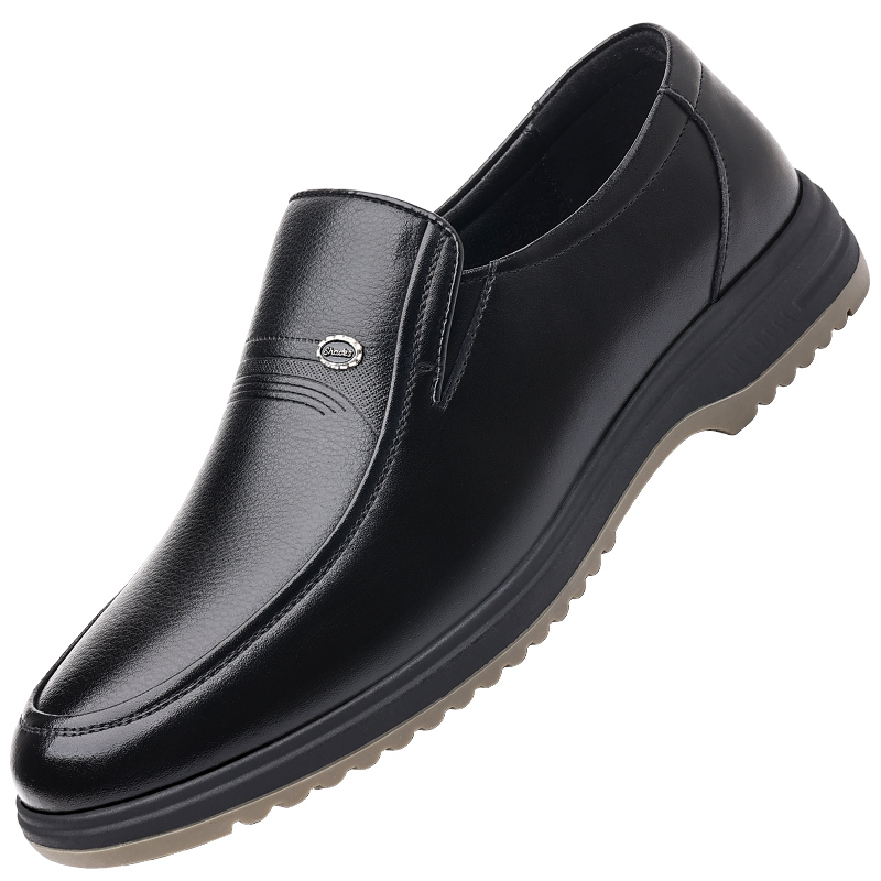 迪罗尼卡大码男士皮鞋商务休闲软皮软底超软防滑中老年爸爸鞋子