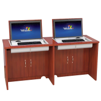 指臣翻转电脑桌双人位张