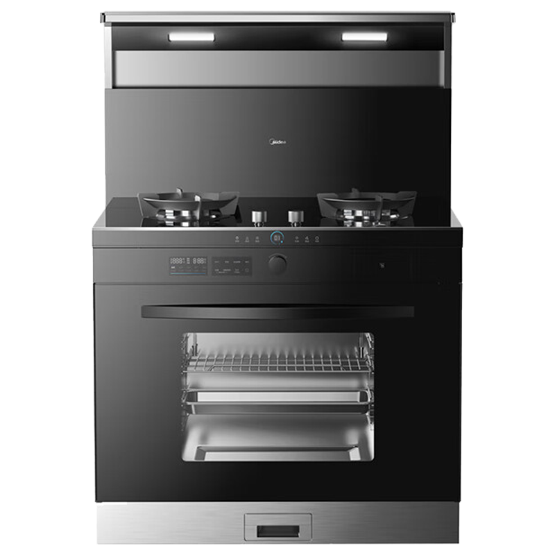 美的[晴空FX90 PRO]集成灶一体式 变频28风量 蒸汽洗 蒸烤炸一体 5.2kW燃气灶 家用灶具