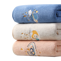 洁丽雅毛巾套装三条装抗菌A类速干发加厚刺绣W2259(颜色随机)